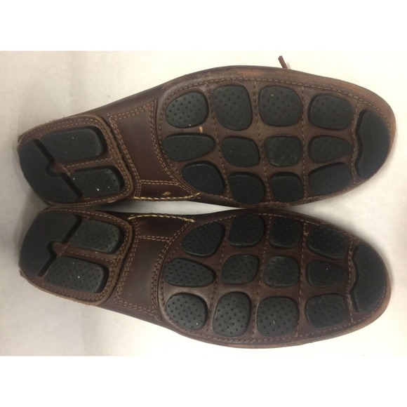 Genuine Fullgrain Leather Moccasin Tie Loafer Brown Tanned Hide 9 1/2M US 43 EU